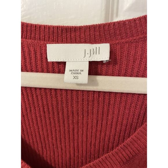 J Jill Size XS Sweater Red Long Sleeve Tunic Length Cotton Blend - Picture 4 of 7